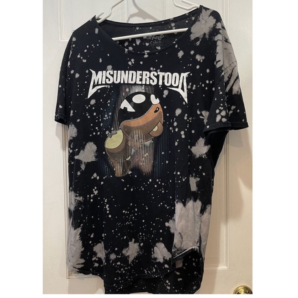 Entree Misunderstood Black Tie Dyed Curved Hem Shirt Men’s Size Large